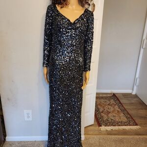 Vintage Gilar Evening Gown Charcoal Sequin  Size 12